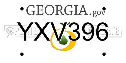 YXV396 Georgia License Plate