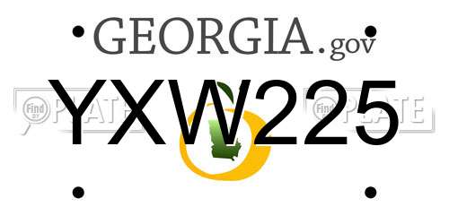 YXW225 Georgia License Plate