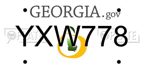 YXW778 Georgia License Plate