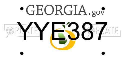 YYE387 Georgia License Plate