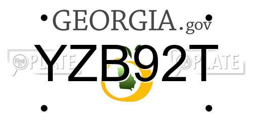 YZB92T Georgia License Plate