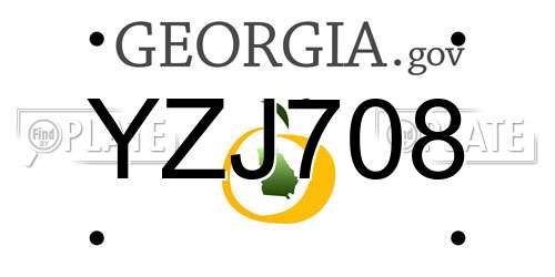 YZJ708 Georgia License Plate