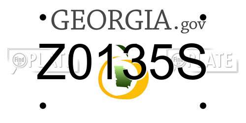 Z0135S Georgia License Plate