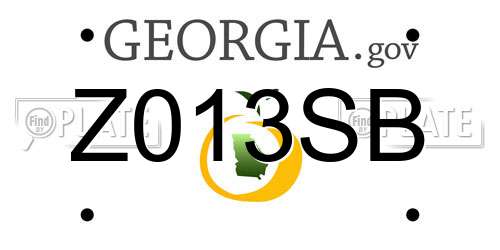 Z013SB Georgia License Plate