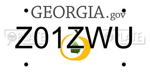 Z01ZWU Georgia License Plate