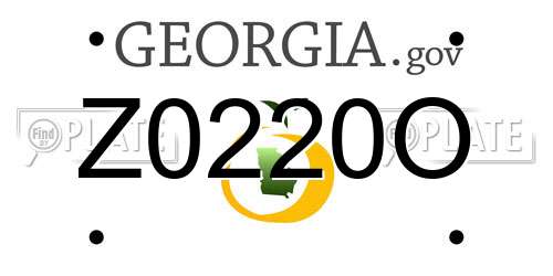 Z0220O Georgia License Plate