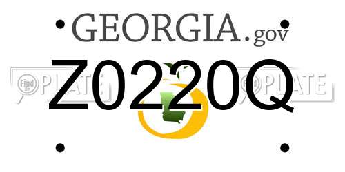 Z0220Q Georgia License Plate