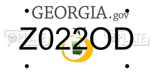 Z022OD Georgia License Plate