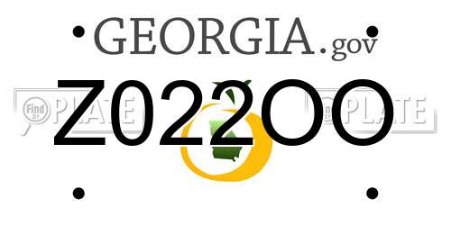 Z022OO Georgia License Plate