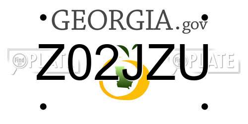 Z02JZU Georgia License Plate