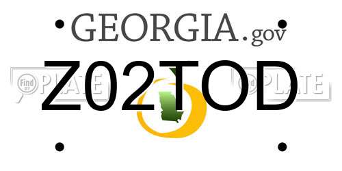 Z02TOD Georgia License Plate