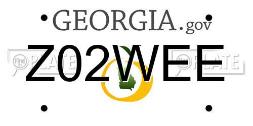 Z02WEE Georgia License Plate