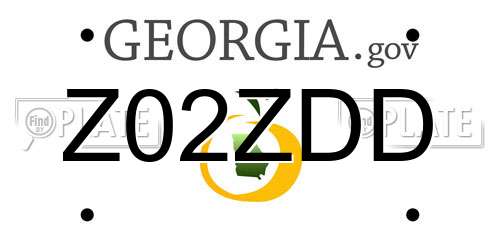 Z02ZDD Georgia License Plate