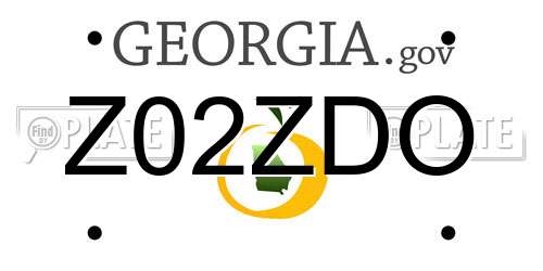 Z02ZDO Georgia License Plate