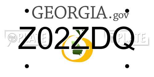 Z02ZDQ Georgia License Plate