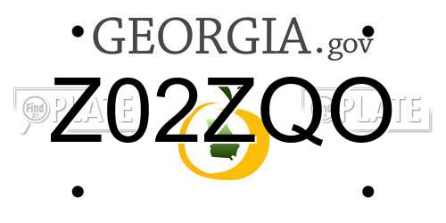 Z02ZQO Georgia License Plate