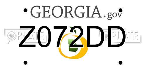 Z072DD Georgia License Plate