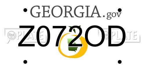 Z072OD Georgia License Plate
