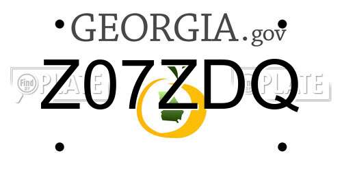 Z07ZDQ Georgia License Plate