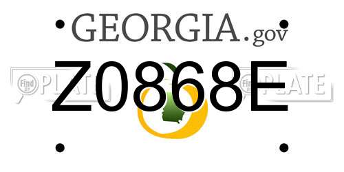 Z0868E Georgia License Plate