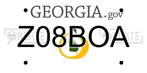 Z08BOA Georgia License Plate