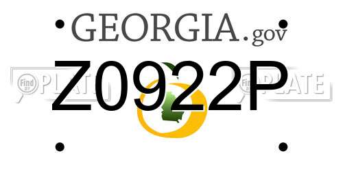 Z0922P Georgia License Plate