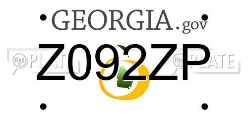 Z092ZP Georgia License Plate
