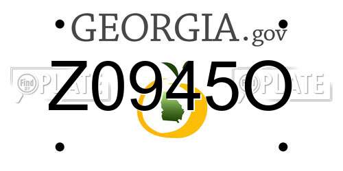 Z0945O Georgia License Plate