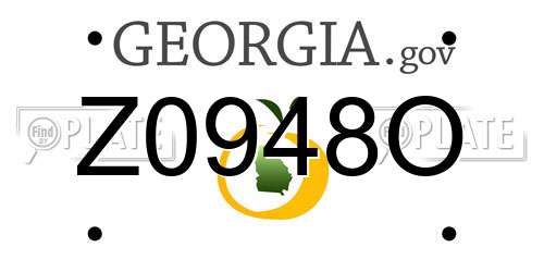 Z0948O Georgia License Plate