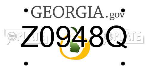 Z0948Q Georgia License Plate
