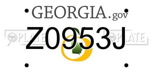 Z0953J Georgia License Plate