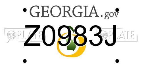 Z0983J Georgia License Plate