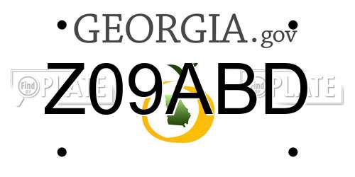 Z09ABD Georgia License Plate