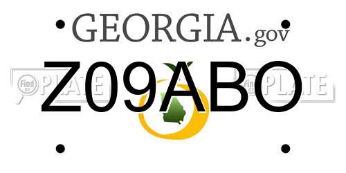 Z09ABO Georgia License Plate