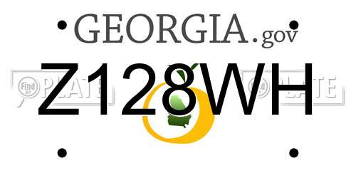 Z128WH Georgia License Plate