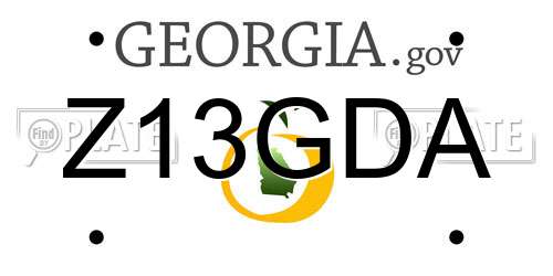 Z13GDA Georgia License Plate