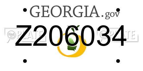Z206034 Georgia License Plate