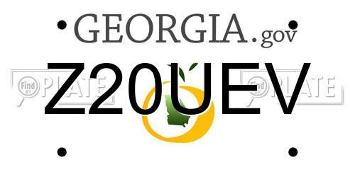 Z20UEV Georgia License Plate