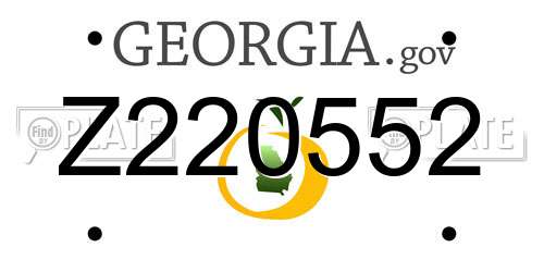 Z220552 Georgia License Plate