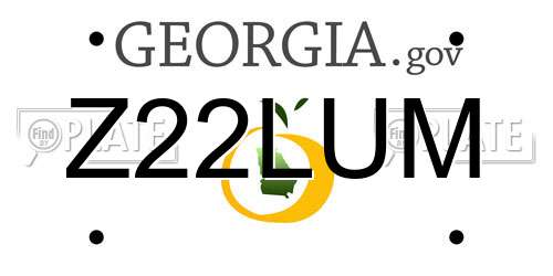 Z22LUM Georgia License Plate