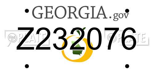 Z232076 Georgia License Plate