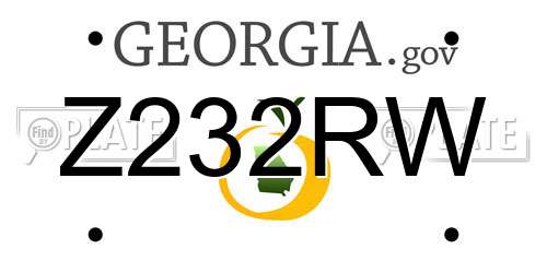 Z232RW Georgia License Plate