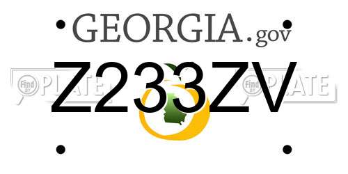 Z233ZV Georgia License Plate