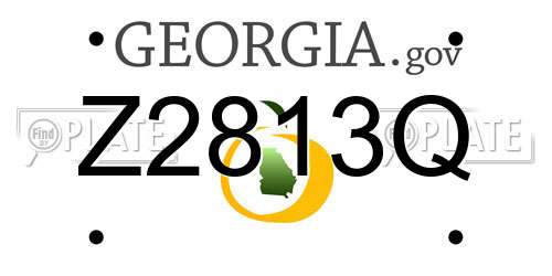 Z2813Q Georgia License Plate