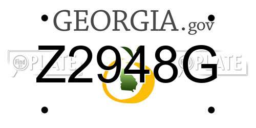 Z2948G Georgia License Plate