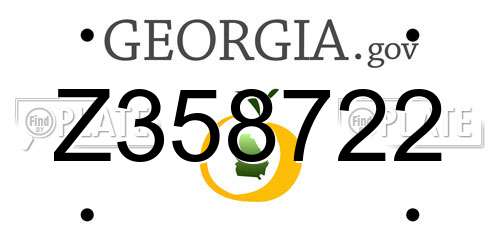 Z358722 Georgia License Plate