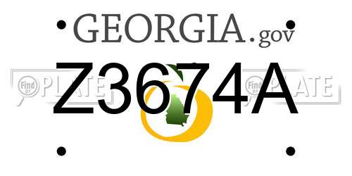 Z3674A Georgia License Plate