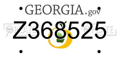 Z368525 Georgia License Plate