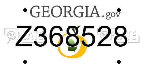 Z368528 Georgia License Plate