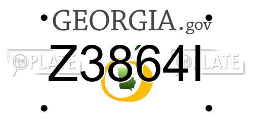 Z3864I Georgia License Plate